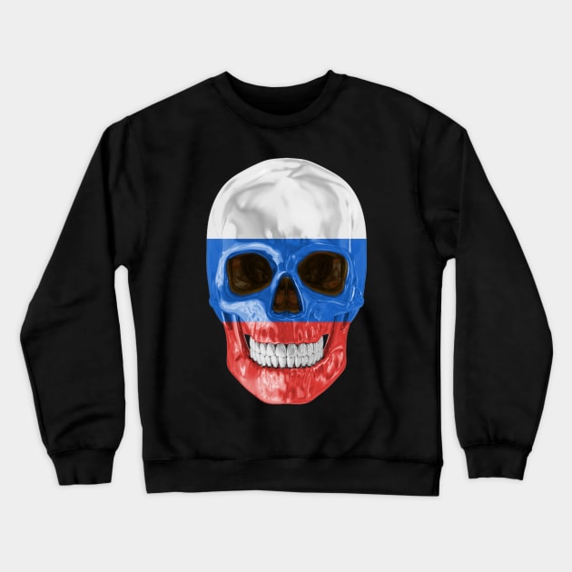 Russia Flag Skull - Gift for Russian With Roots From Russia Crewneck Sweatshirt by Country Flags